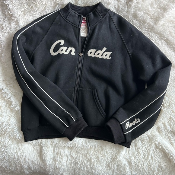 Roots Jackets & Blazers - Roots Black Jacket with White and Burgundy Canada Crest